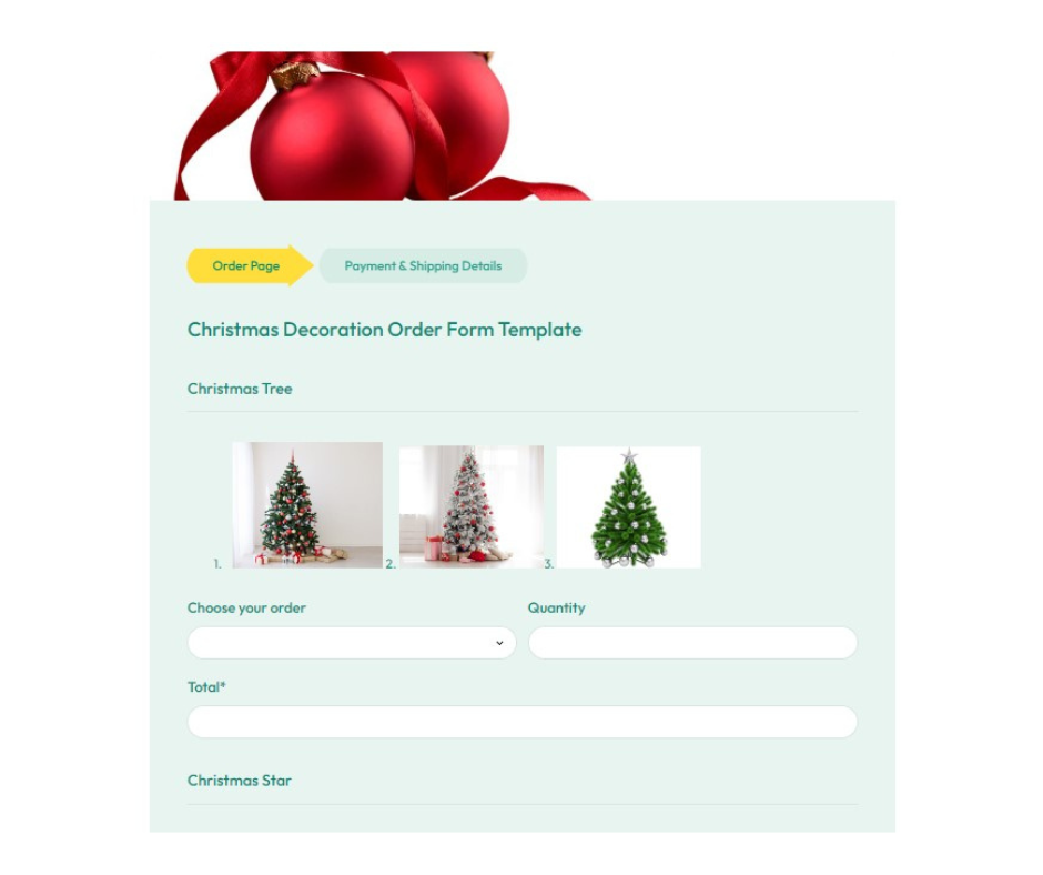 Christmas Decoration Order Form Template