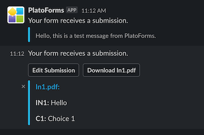 Connect form responses to Slack workspace for notifying submissions
