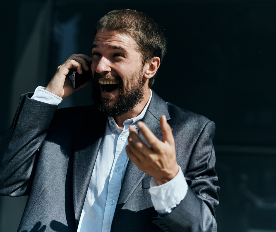 Businessman talking on phone (by PlatoForms PDF Tool)