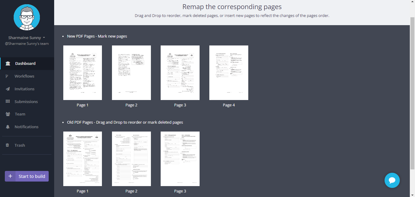 remapping PDF form pages