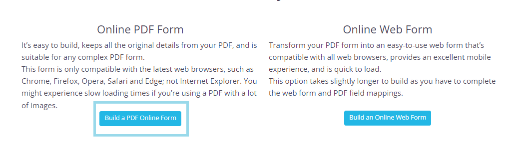 build an online PDF form button