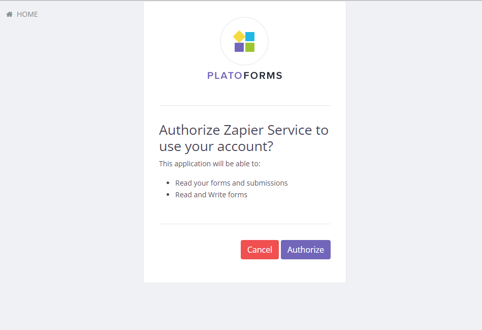 authorize PlatoForms PDF tool account