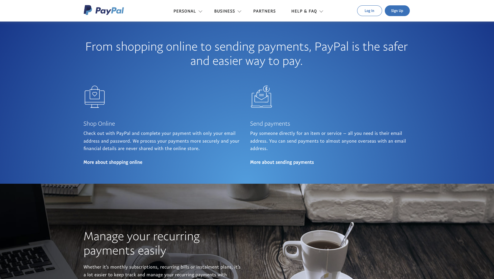 Paypal homepage by PlatoForms PDF tool
