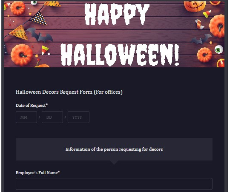 Halloween Decors Request Online Form Template