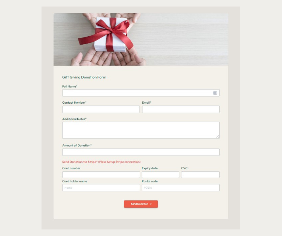 Gift Giving Donation Form Template