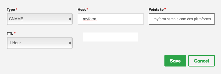CNAME of your custom domain form