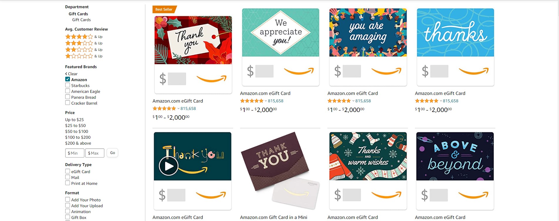 Amazon e-Cards for your clients
