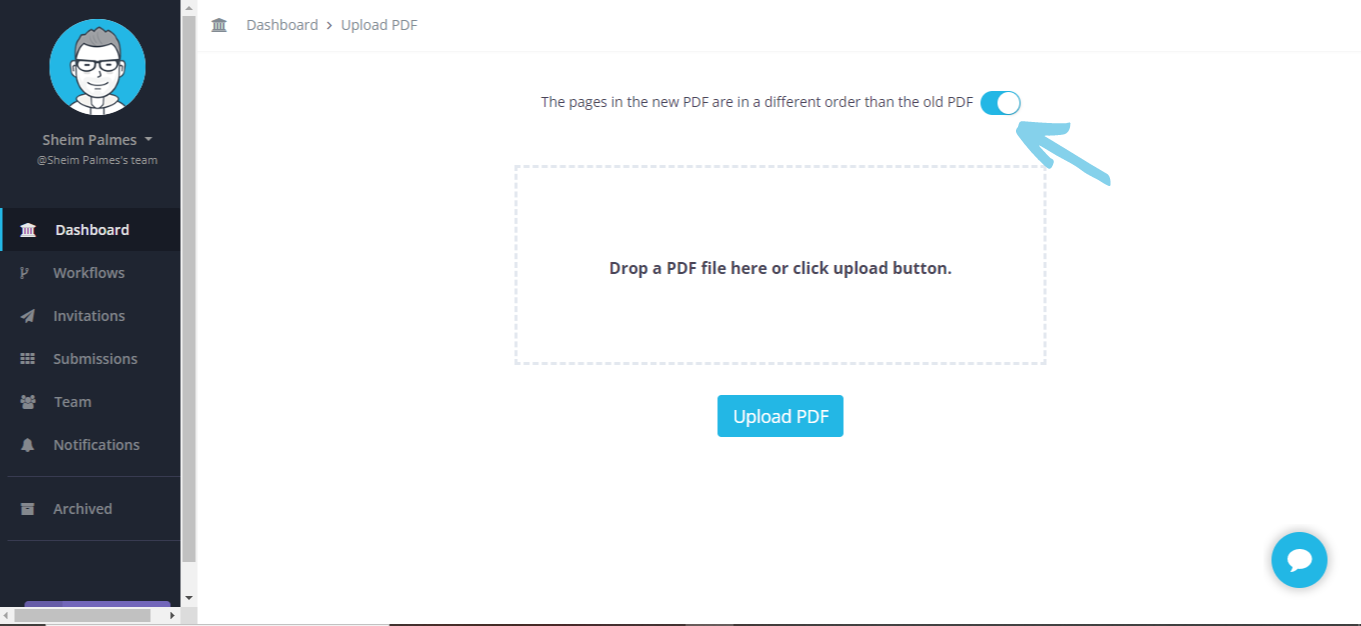 PDF form- toggle on