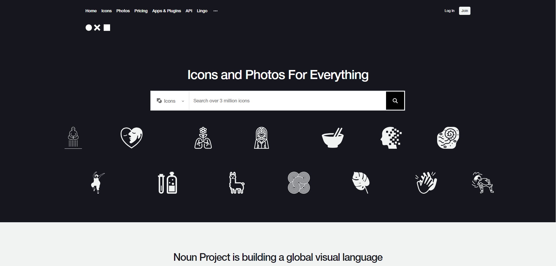 The Noun Project homepage