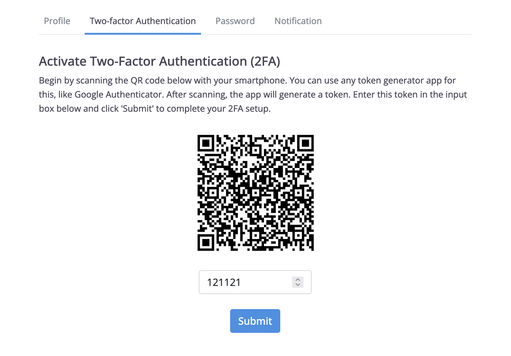 Enter the 6-digit code generated by your authenticator app