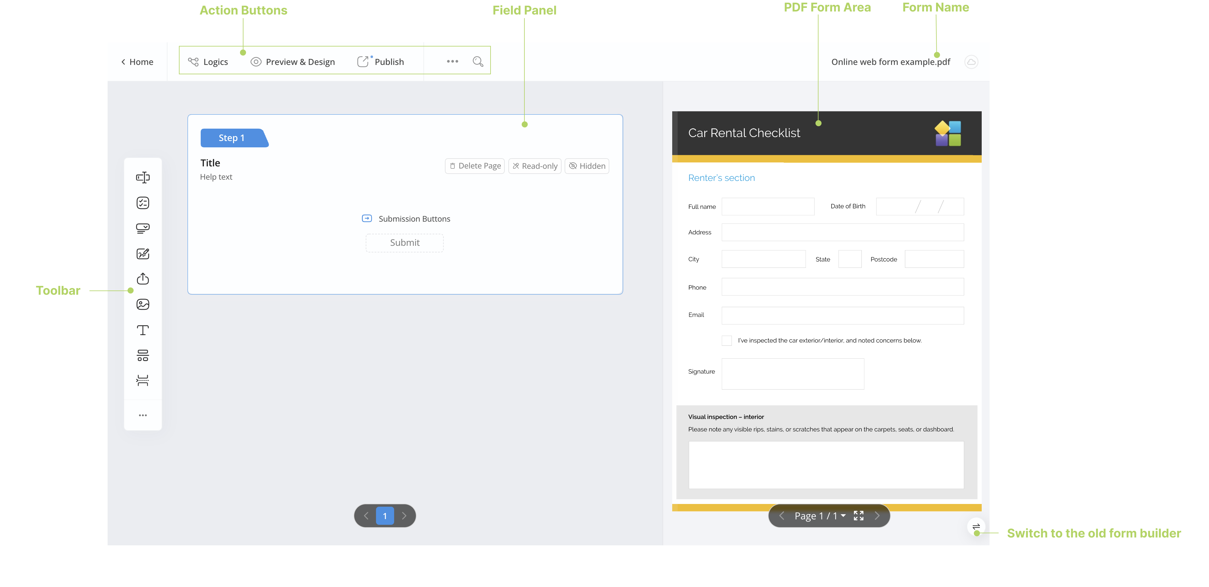 New form builder of online web form