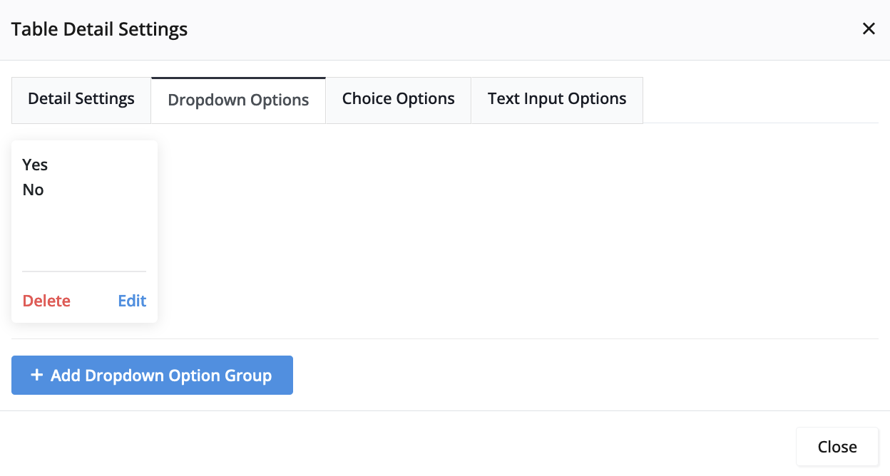Add Dropdown Option Group