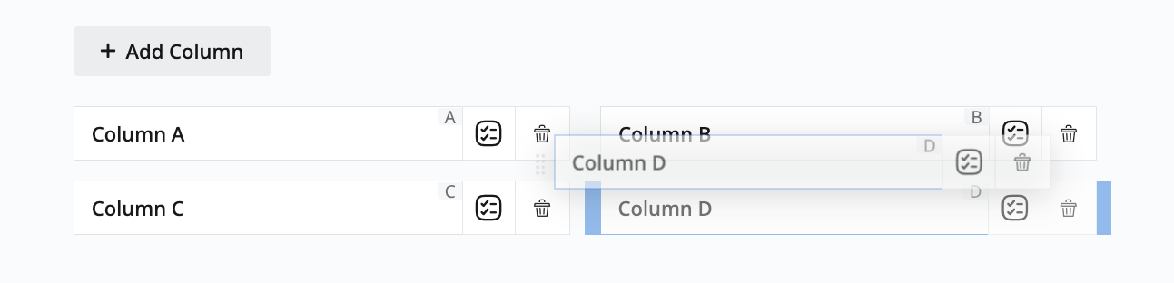 Drag and drop column