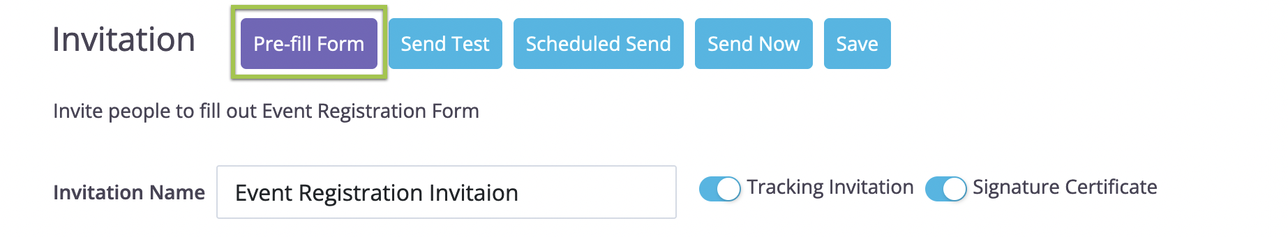 pre-filled form button