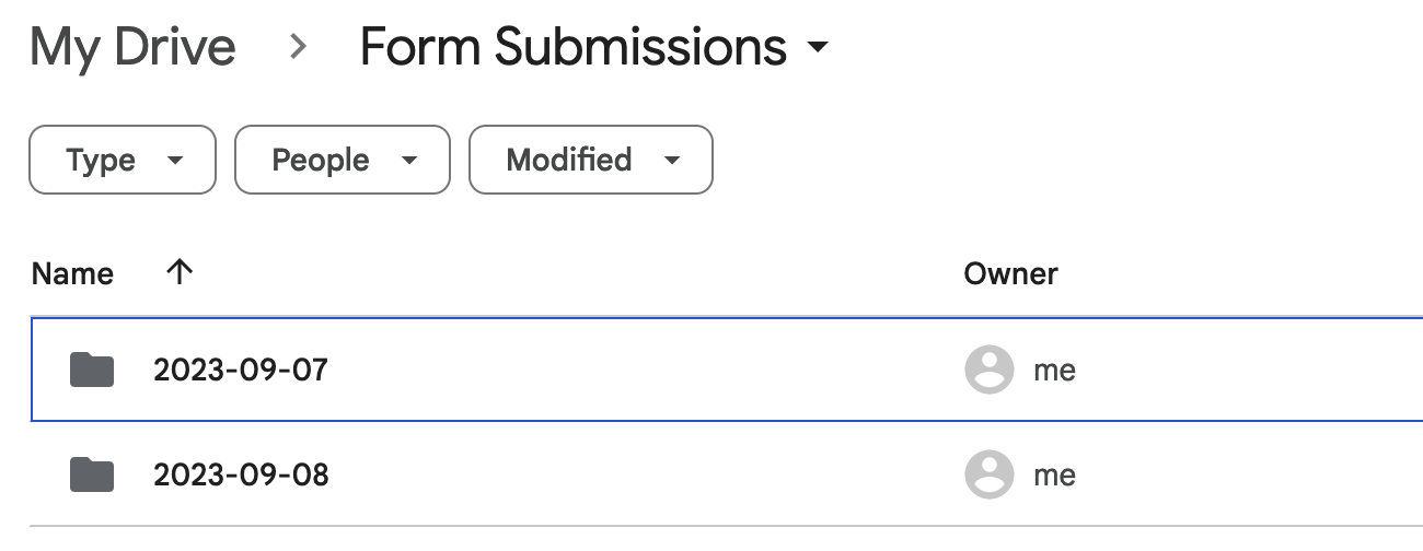 Form submission on cloud drive