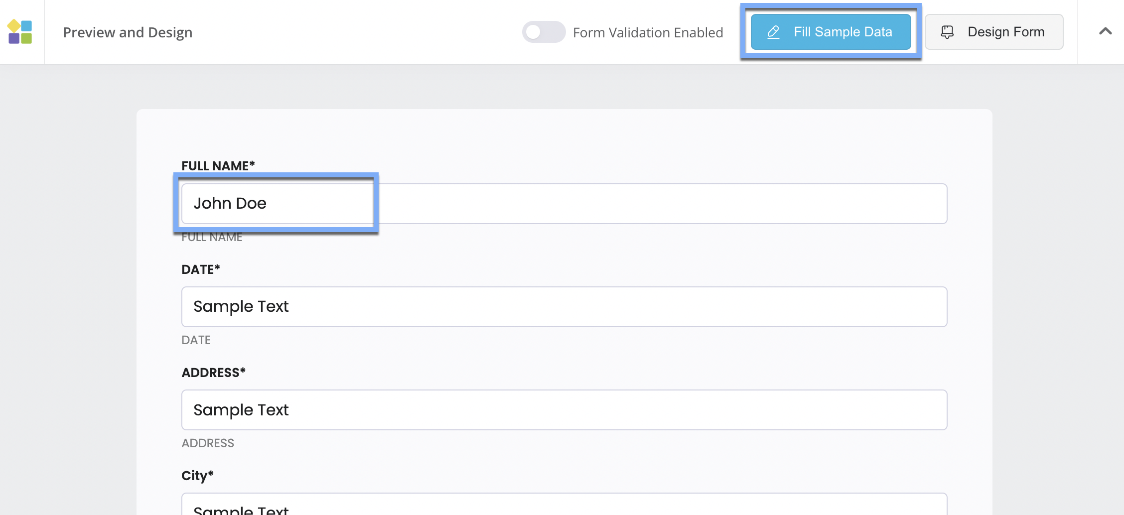 Preview online web form