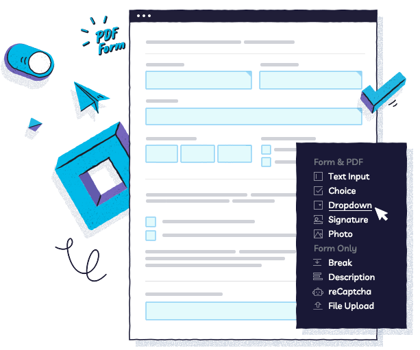 Cartoon process of making fillable PDFs online