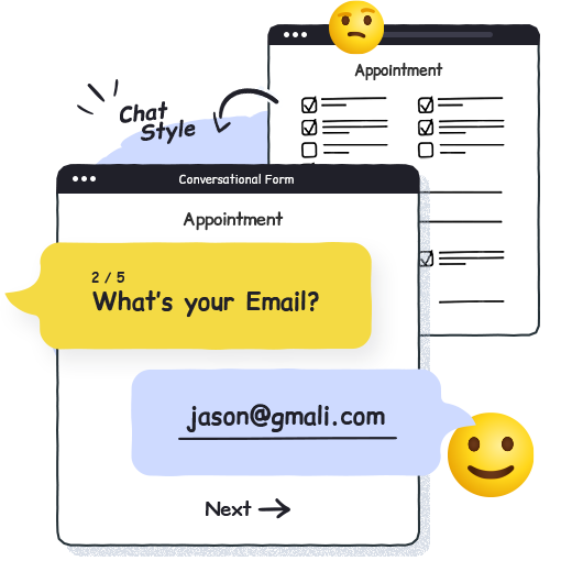 Conversational form builder - chat-style flow