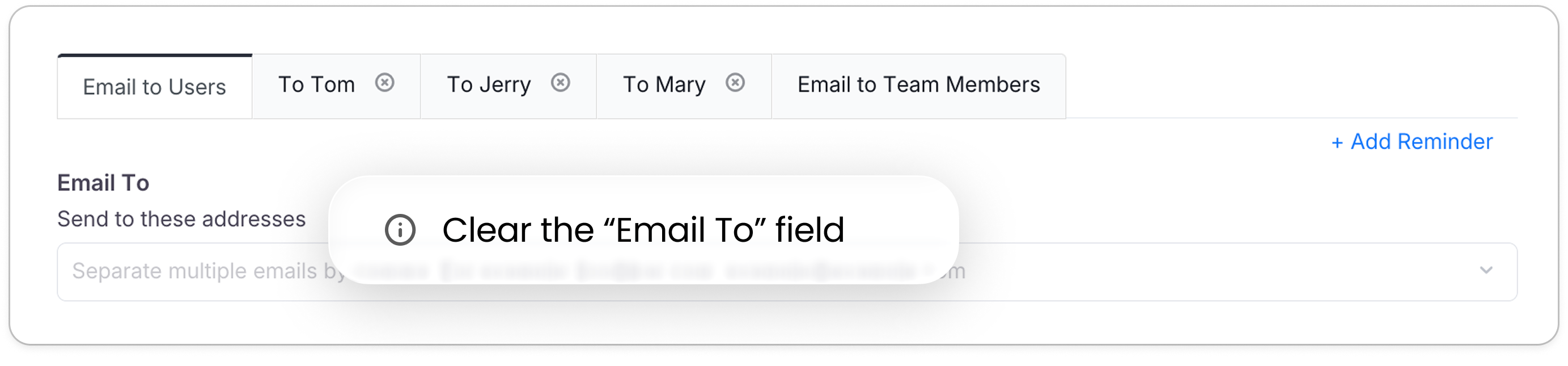 清除默認的 Email To 字段以防止重複通知