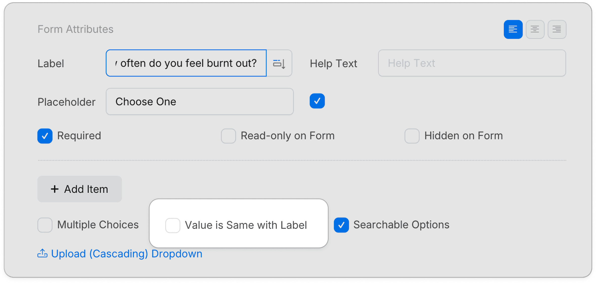 Make value and label different