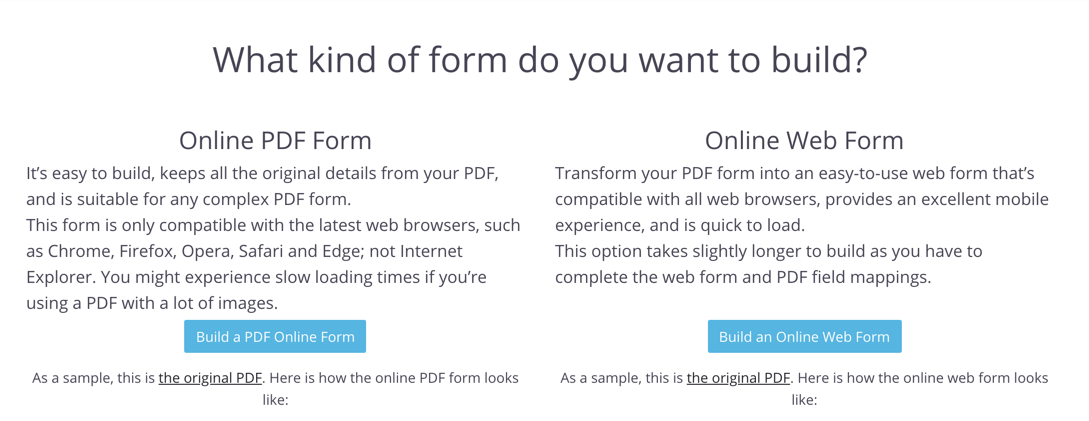 How to create an online PDF form two options