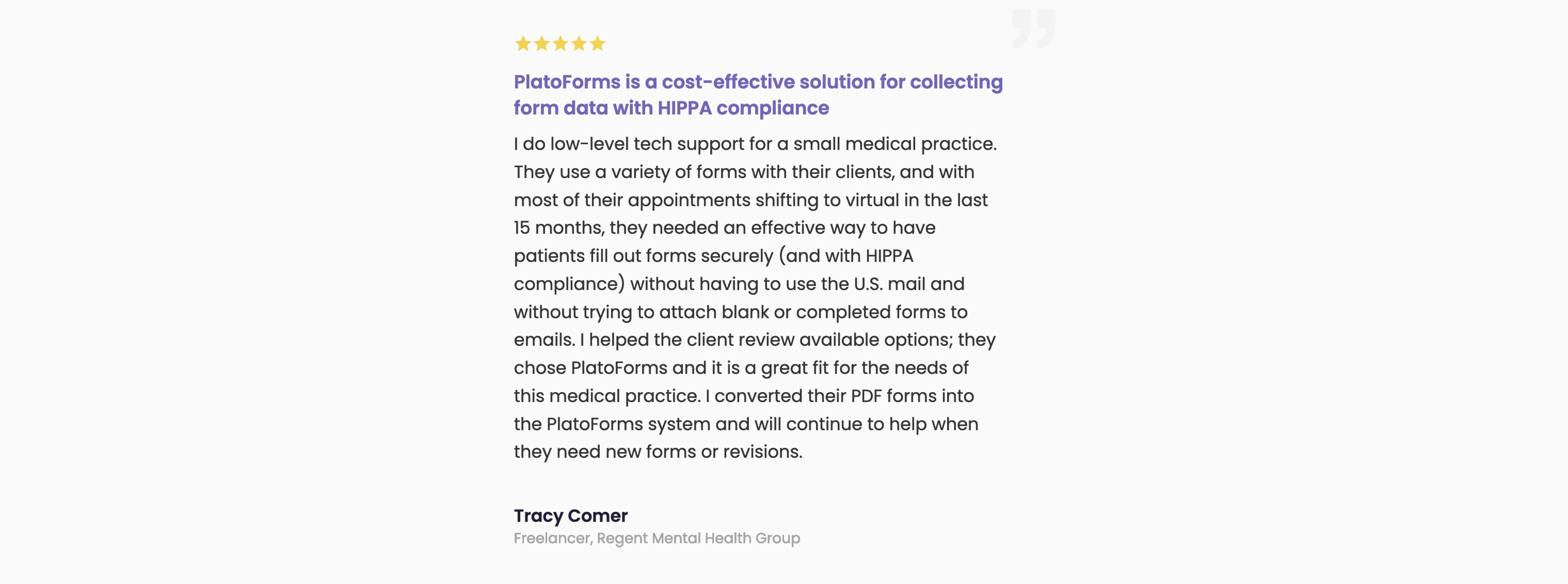 HIPAA-compliant user quote