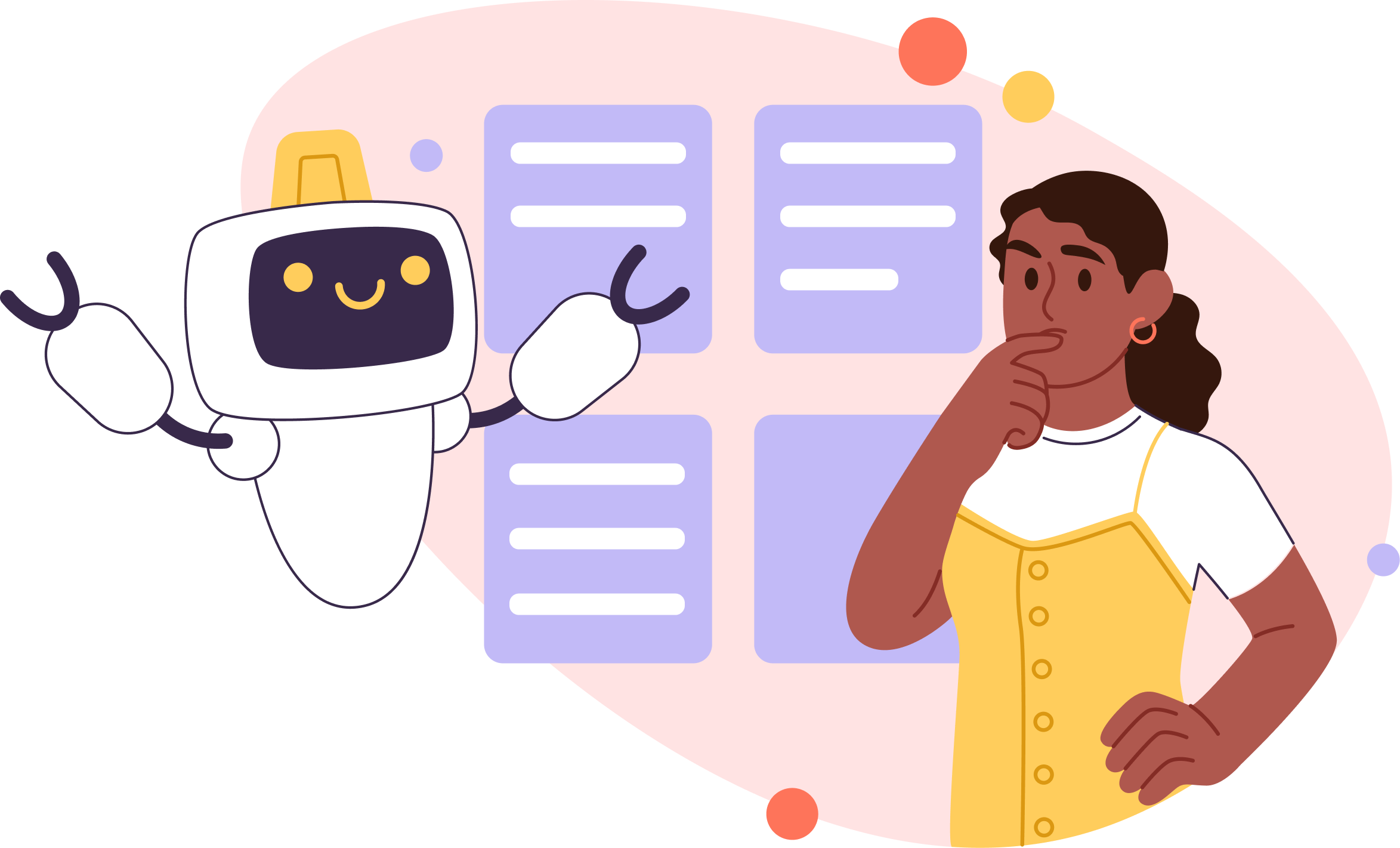 AI robot presenting different form field layout options to a user