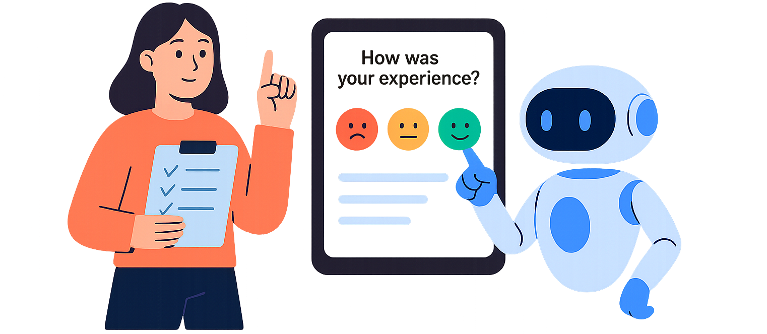 A feedback form asking how was your experience