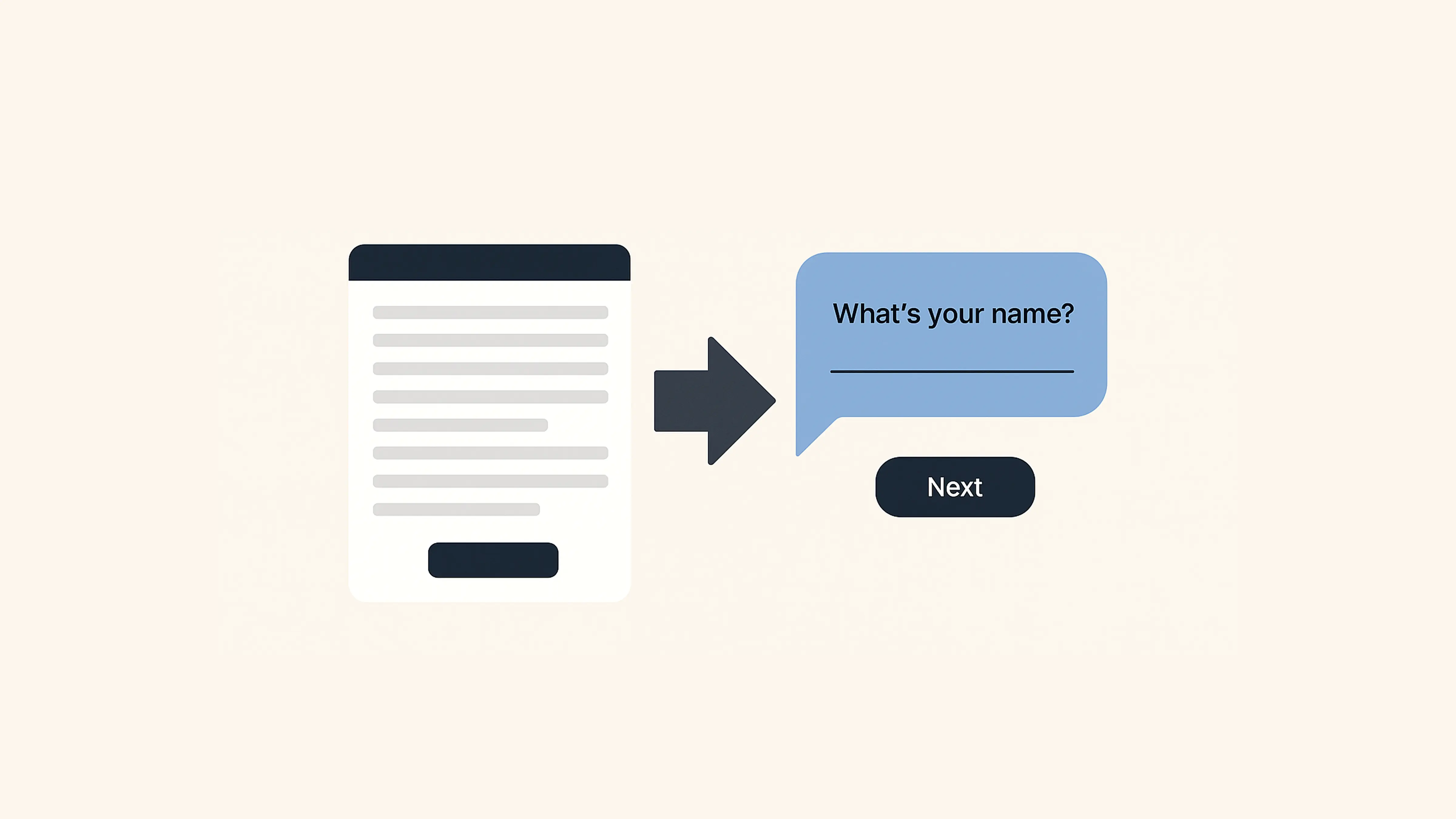conversational form design showing one question at a time flow