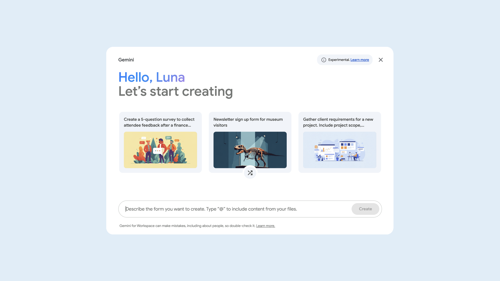 Use Google Gemini AI for form creation