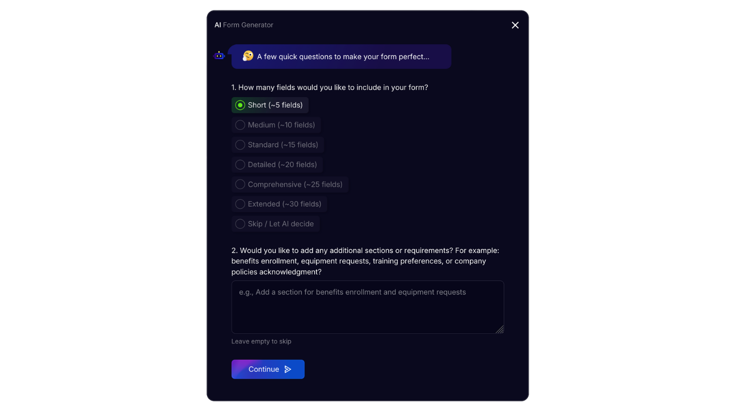 AI form generator healthcare
