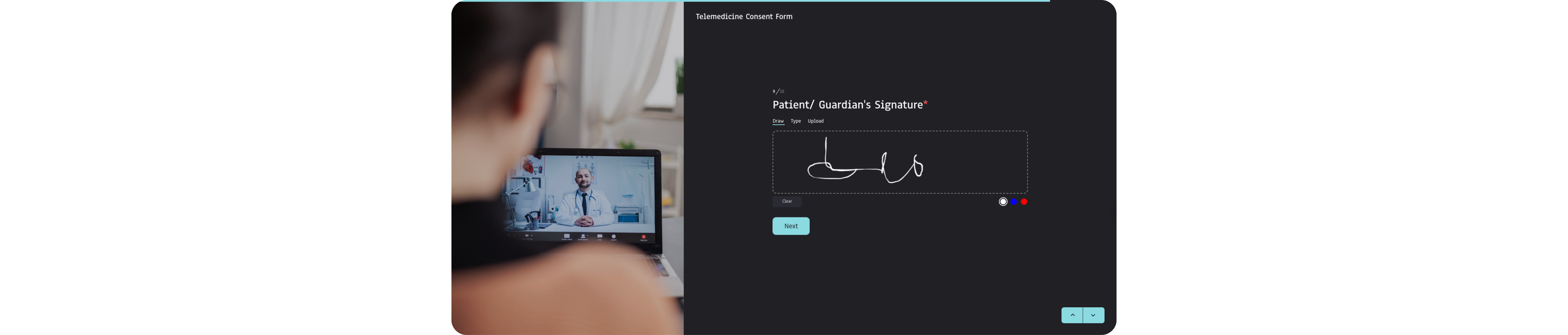 healthcare conversational form with signature field