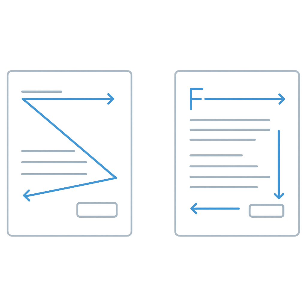 z pattern and f pattern design for reducing ognitive load