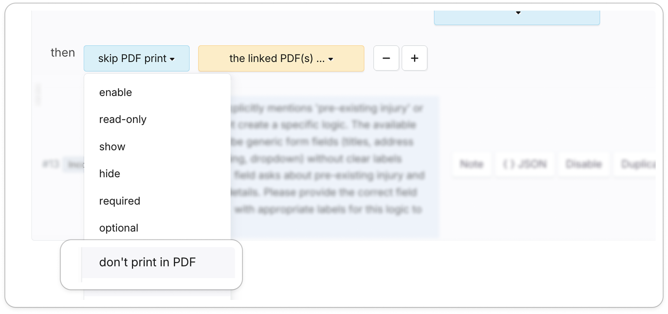 Mostrar campo PDF condicionalmente