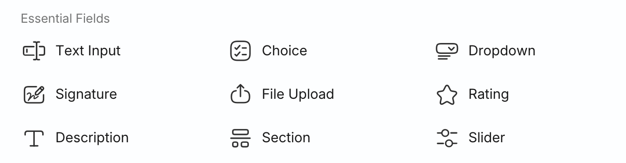 Essential form fields