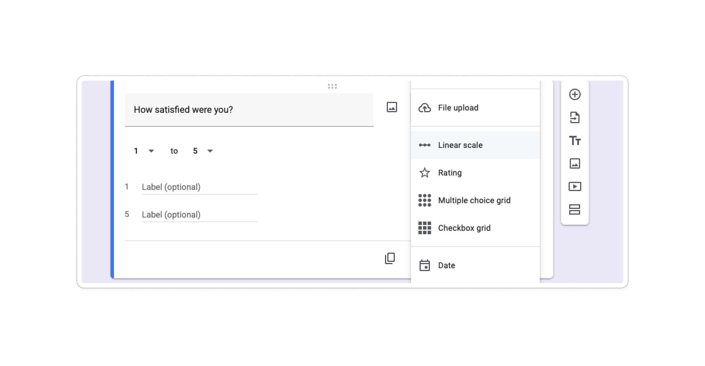 Lineare Skala in Google Forms hinzufügen