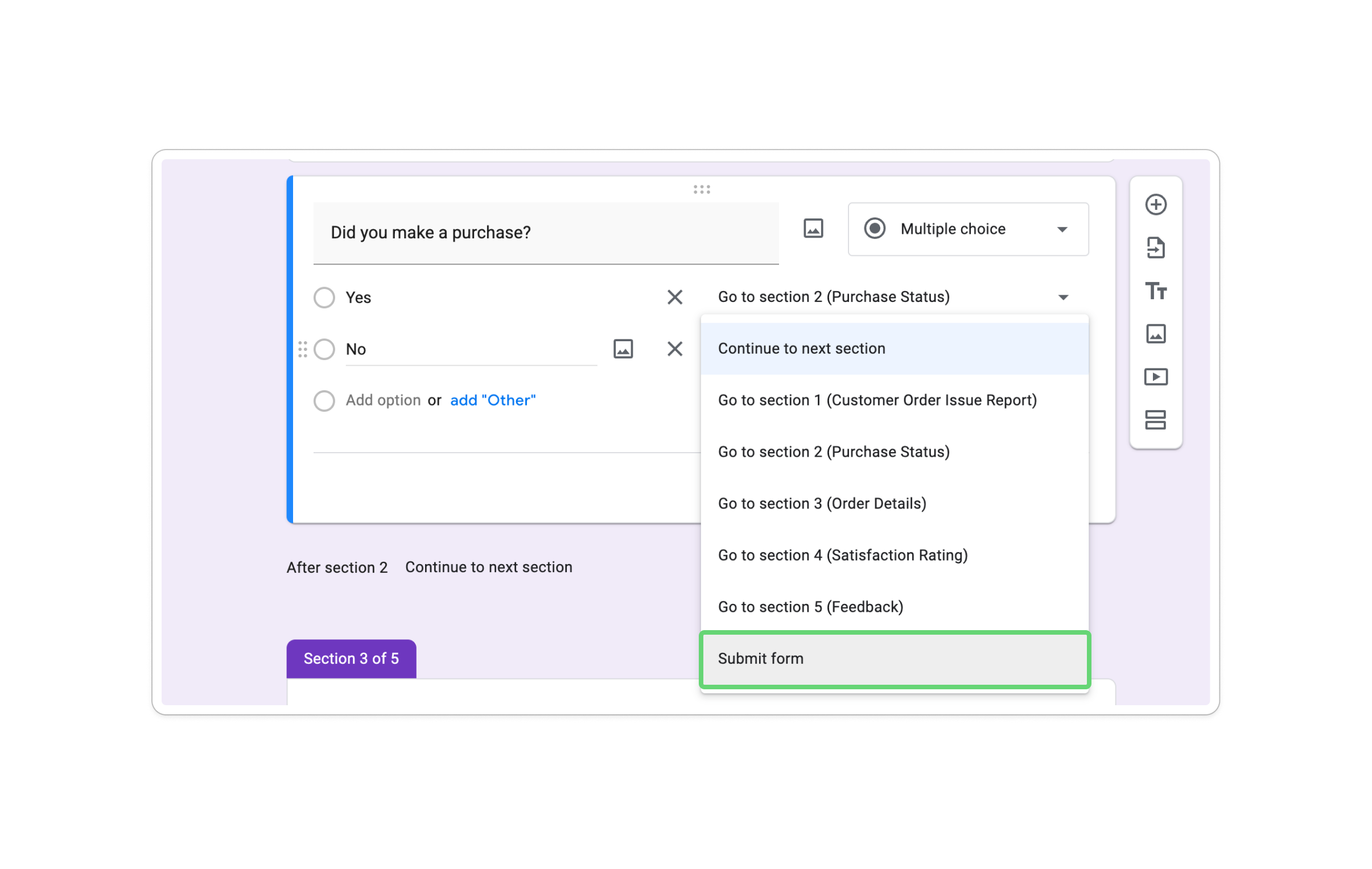 Configure section navigation