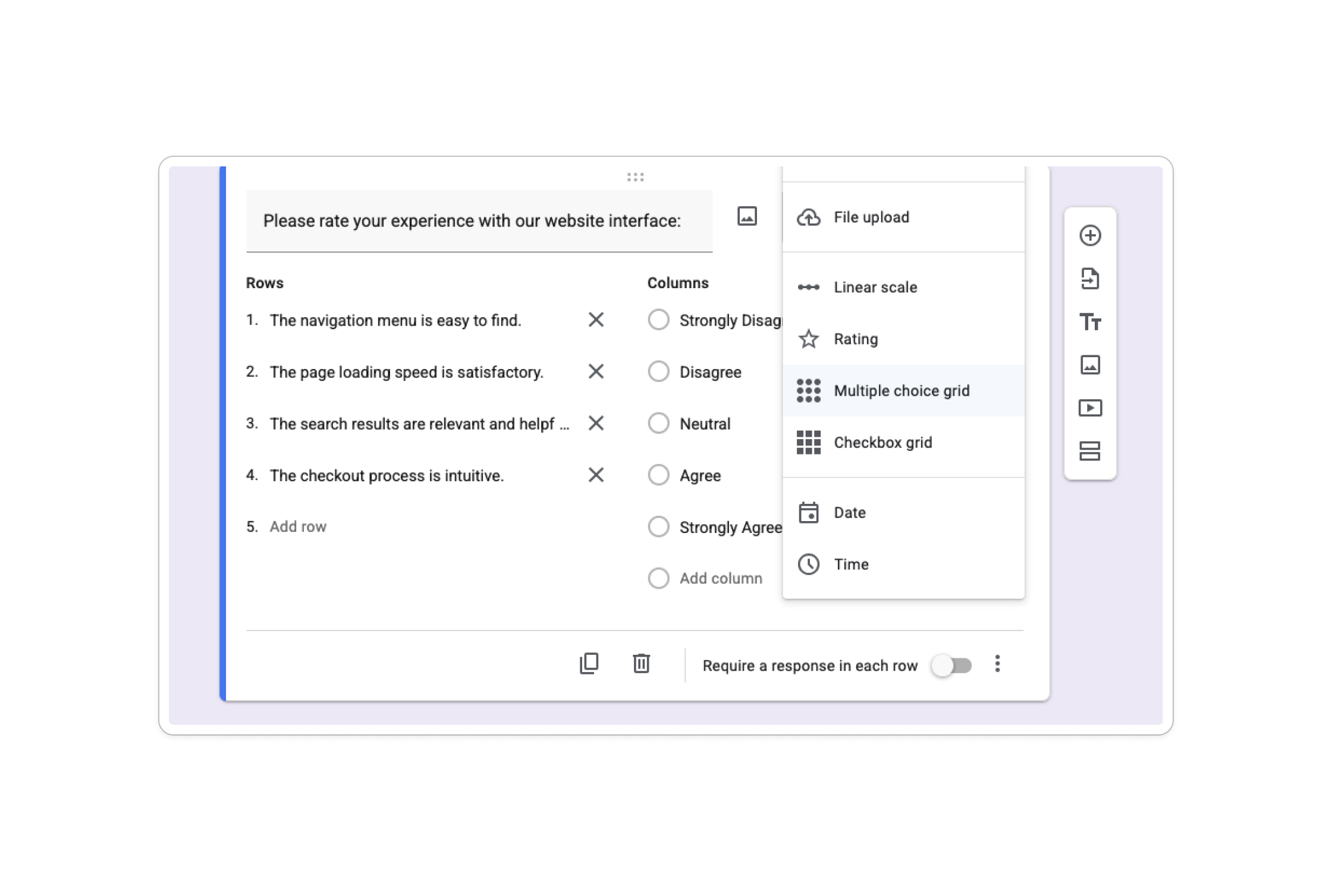 Multiple-Choice-Raster in Google Forms hinzufügen
