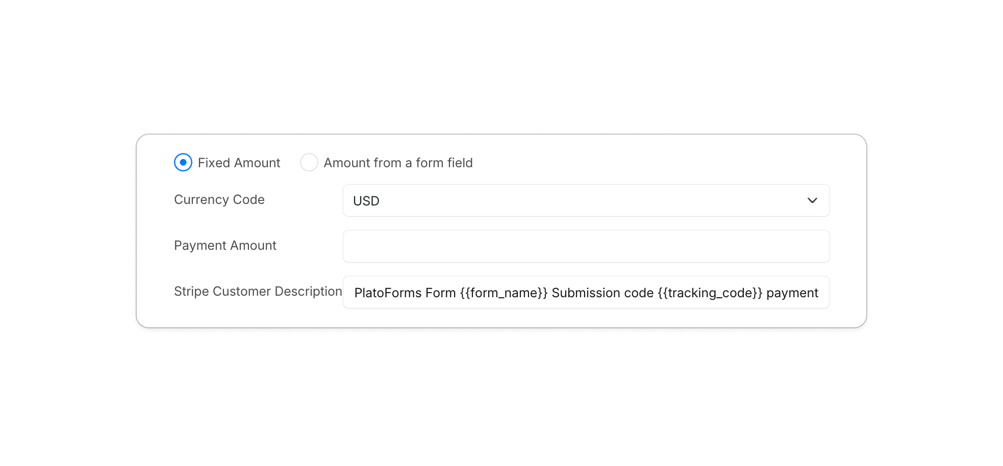 Options Basées sur la Logique du widget Stripe Payment dans PlatoForms