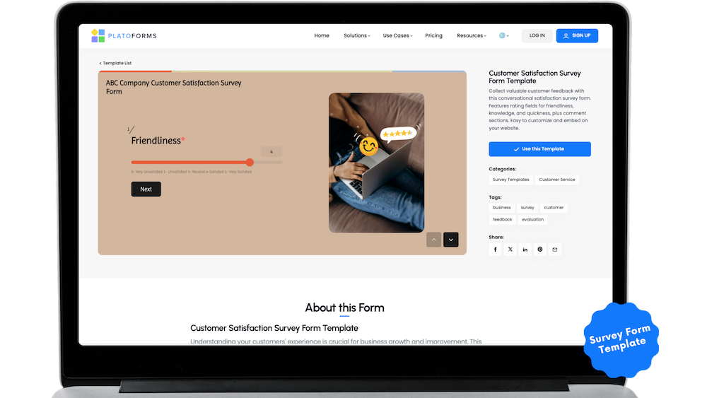 A PlatoForms survey form template-Customer Satisfaction Survey Form Template from PlatoForms Template gallery
