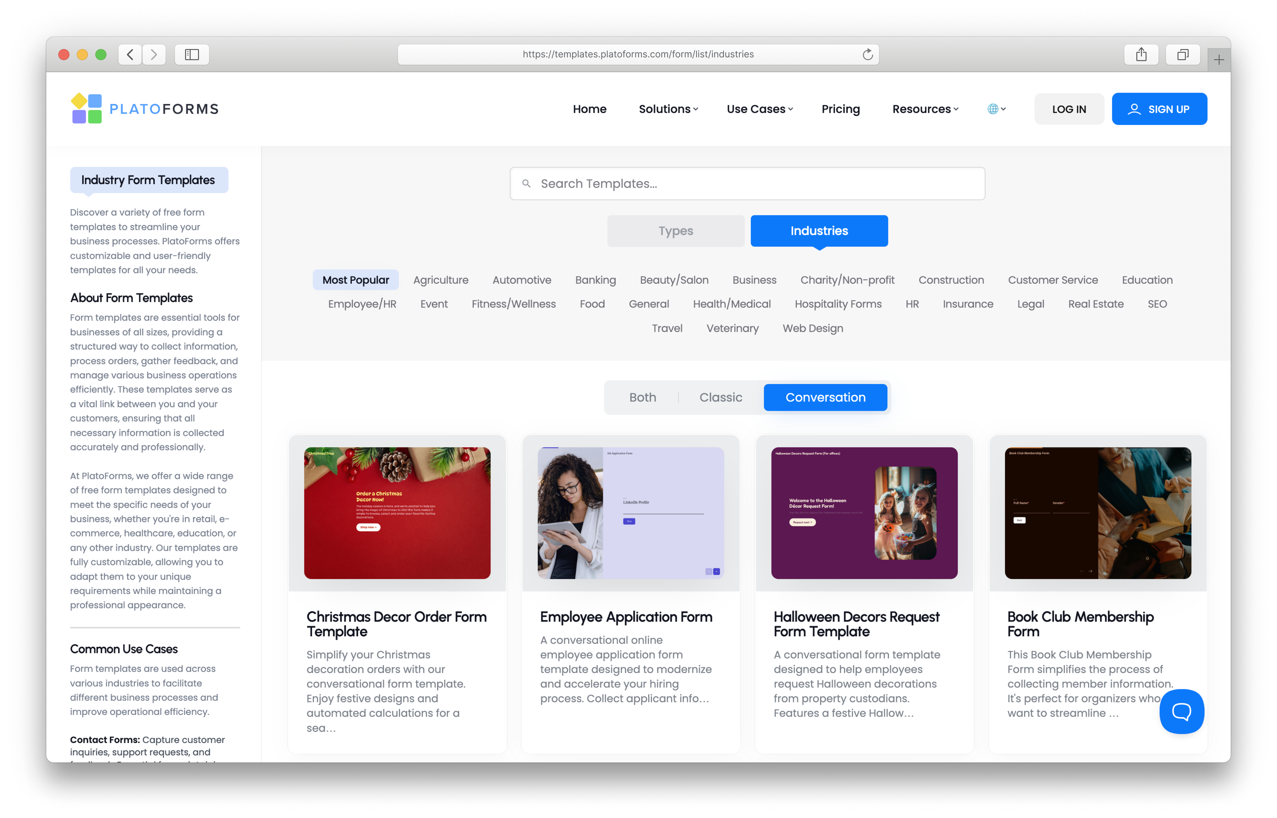 PlatoForms 表單模板