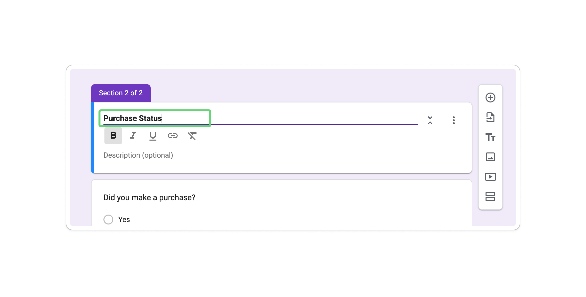 Add section in Google Form