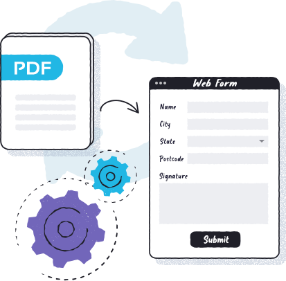 process of changing online application PDF form to web form