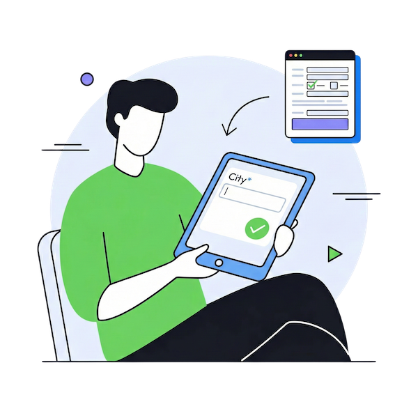Une illustration de flux de travail mettant en scène un avocat signant une tablette et un homme examinant des documents, reliés par un certificat de signature et un processus d'approbation sécurisé.