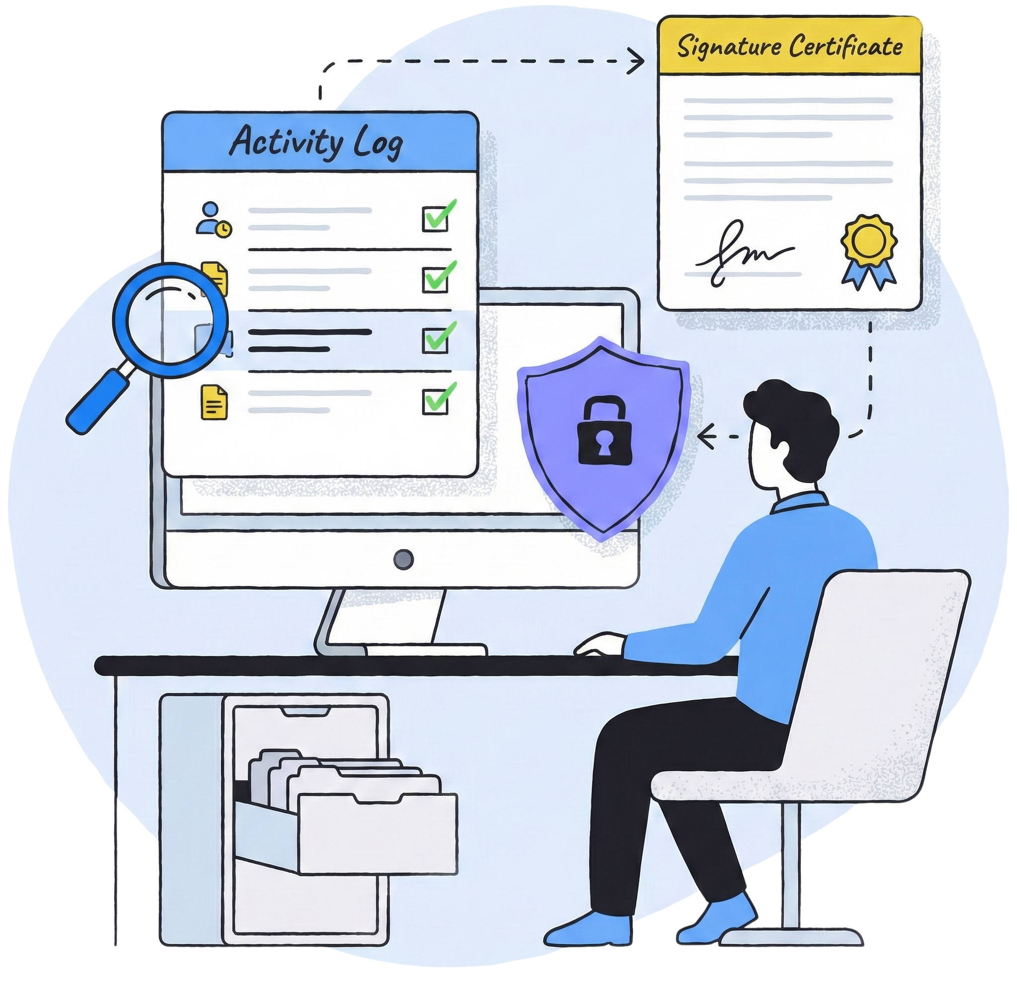 Doctors using a laptop with a completed web form, charts, and a patient, illustrating medical data sync and smart reminder workflow integration