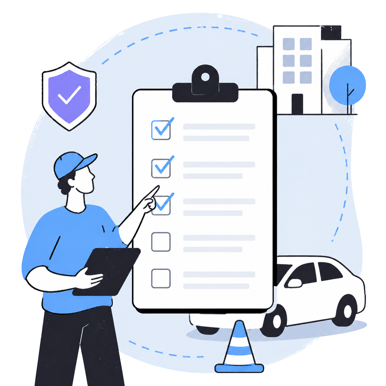 PlatoForms PDF Document Creator used to design an inspection checklist with editable sections, fields, and branding.