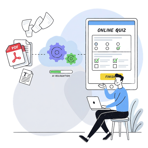 PlatoForms AI recognition tool converting a static paper PDF into a structured, fillable online client intake form on a tablet