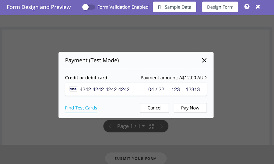Stripe Payment Online PDF Forms